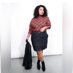 Wildfang essential work skirt dark denim mini skirt indigo